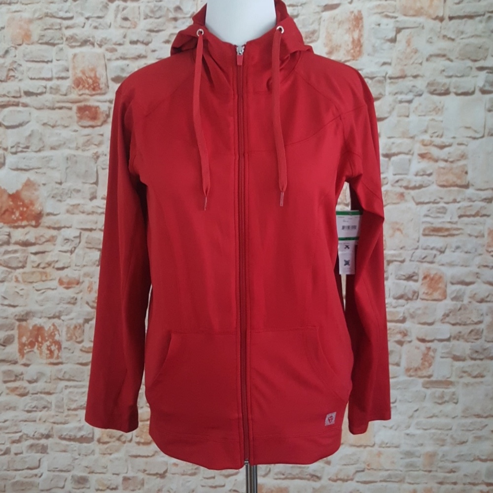 New Anne Klein Zip Front Hooded Jacket